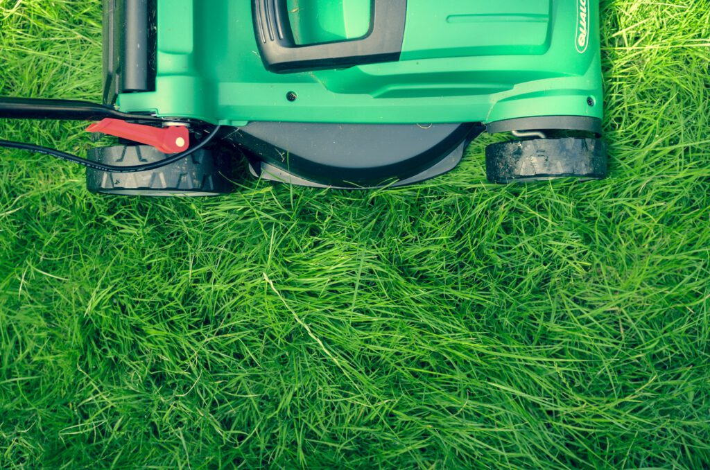A mower on luscious grass