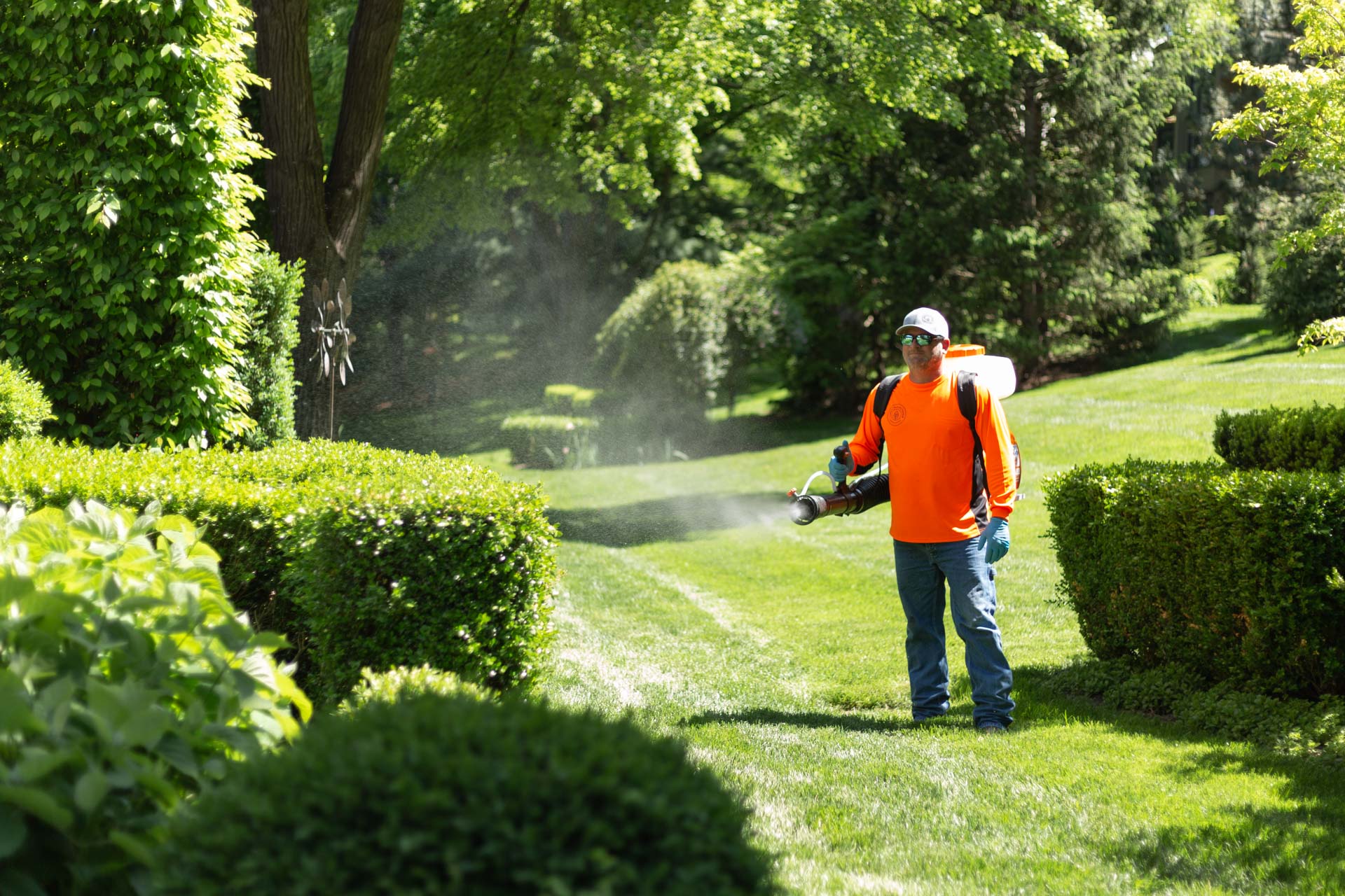 A man works as a part of our services for Weed Control in Overland Park 