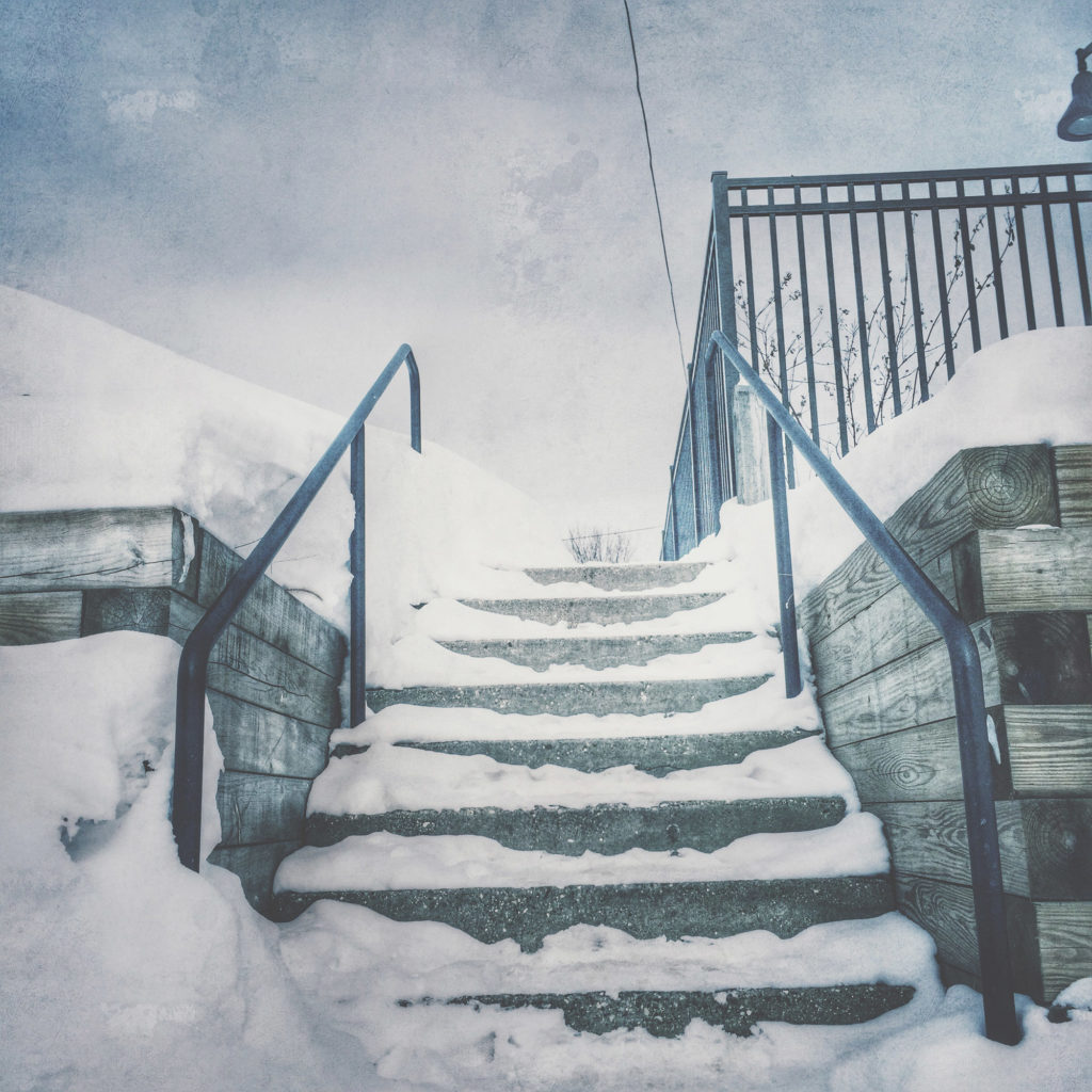 Snowy and icy stairs
